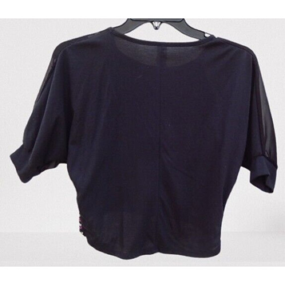 Beautees Girls T-Shirt Top Sz S 3/4 Sleeve High-Low Round Neck Relaxed Sequin - Picture 2 of 8